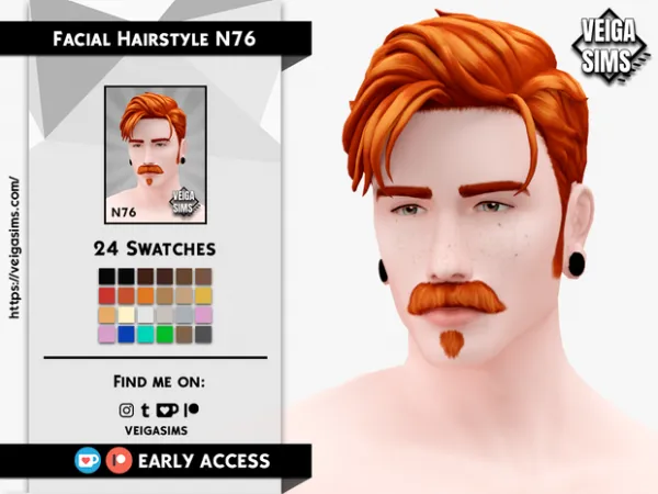 Maxis Match Facial Hair Style N76 by veigasims - The Sims 4 Custom Content