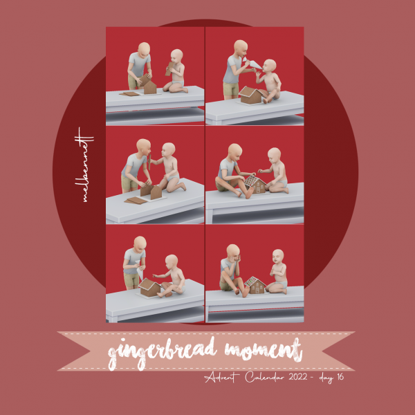 Mix Advent Calendar 2022 16 Gingerbread Moment Posepack by melbennett - The Sims 4 Custom Content
