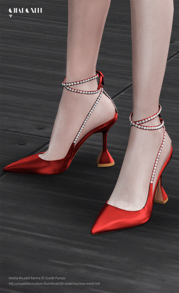 Alpha Amina Muaddi Karma 95 Suede Pumps by simsfinds - The Sims 4 Custom Content