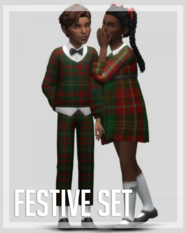 Maxis Match festive set for kids by simsfinds - The Sims 4 Custom Content