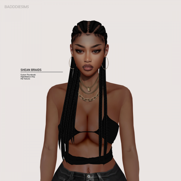 Alpha SHEAN BRAIDS by simsfinds - The Sims 4 Custom Content