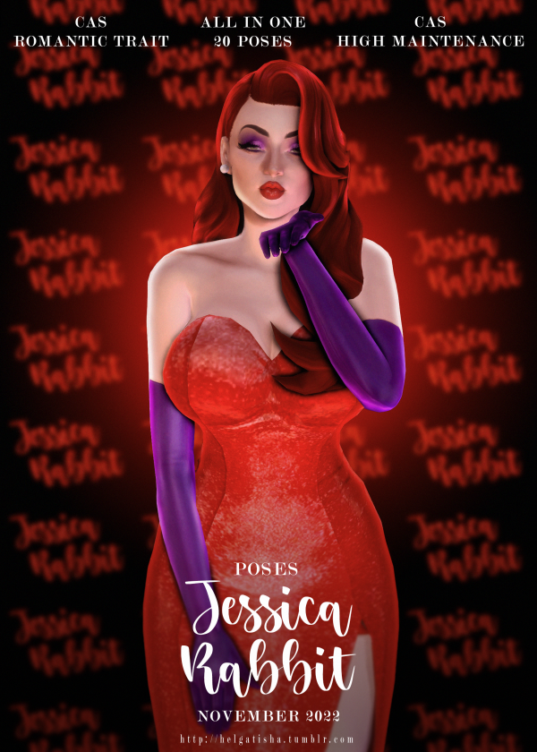 Mix ( ) Jessica Rabbit Pose Pack CAS by simsfinds - The Sims 4 Custom Content