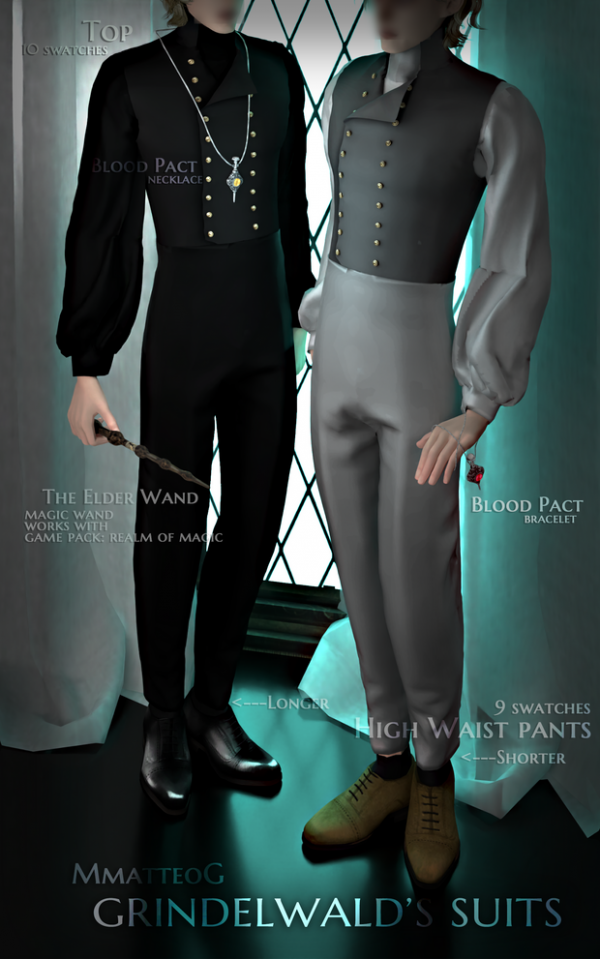 Alpha Grindelwalds suits by simsfinds - The Sims 4 Custom Content