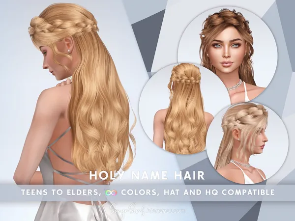 Alpha Holy Name Hair by simsfinds - The Sims 4 Custom Content