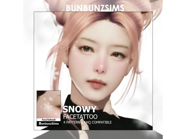 Mix [Special gift] Snowy facetattoo by BunbunzSims - The Sims 4 Custom Content