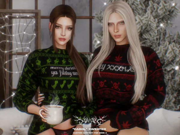 Alpha Klubb Carol Sweater (Gift) by bergdorfsims - The Sims 4 Custom Content