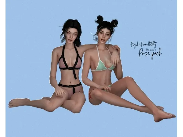 Mix POSES BEACH by psychicpeanutkitty - The Sims 4 Custom Content