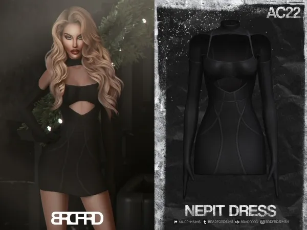 Alpha NEPIT DRESS [AC22 DAY 18] by bradford - The Sims 4 Custom Content