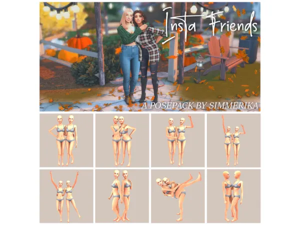 Maxis Match Friends Friends Posepack by simmerika - The Sims 4 Custom Content