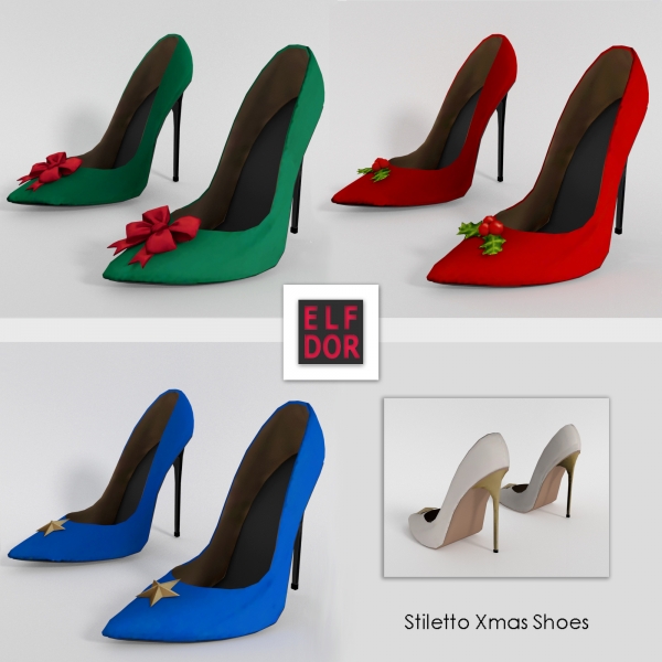 Alpha 2022 December Collection 2 Xmas Stiletto Set by elfdor - The Sims 4 Custom Content
