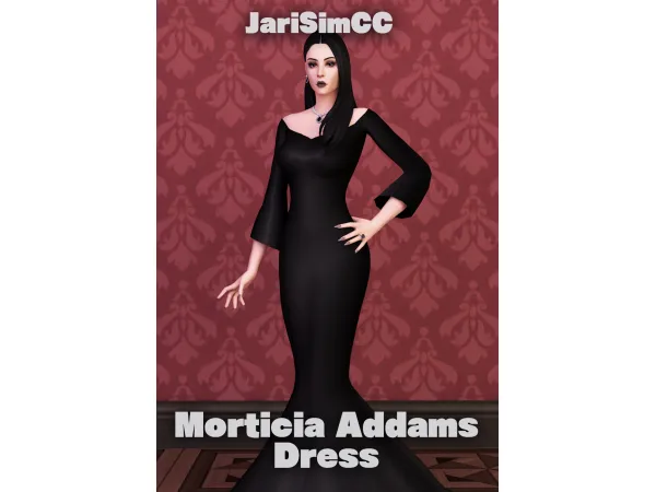 Maxis Match JariSimCC Dress Morticia Addams by JariSimCC - The Sims 4 Custom Content