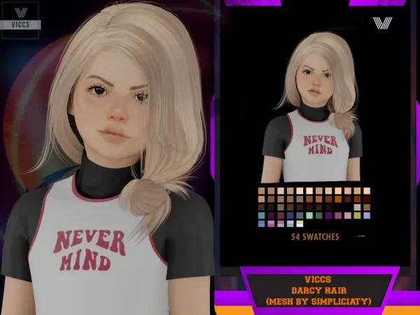 Alpha VICCS_ DARCY HAIR CONVERTED FOR KIDS (MESH by viccs - The Sims 4 Custom Content