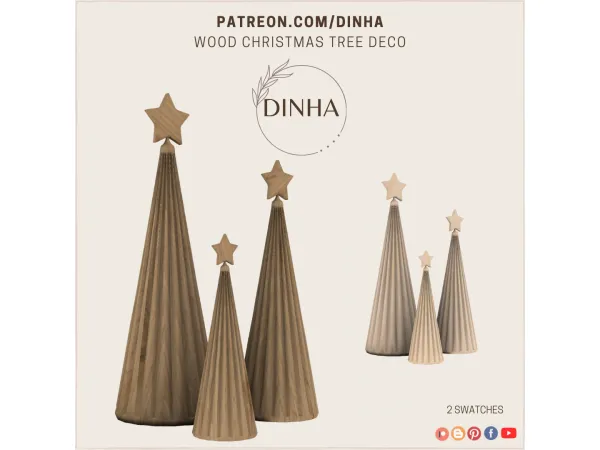 Alpha Wood Christmas Tree Deco - The Sims 4 Custom Content