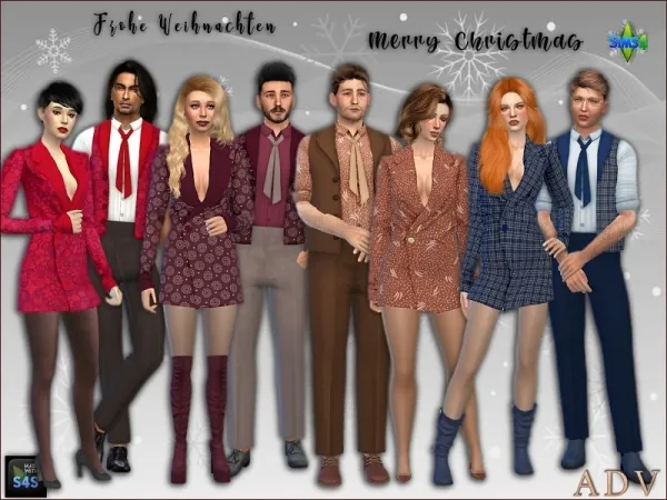 Alpha Festive outfits for couples by artedellavita_mabra - The Sims 4 Custom Content