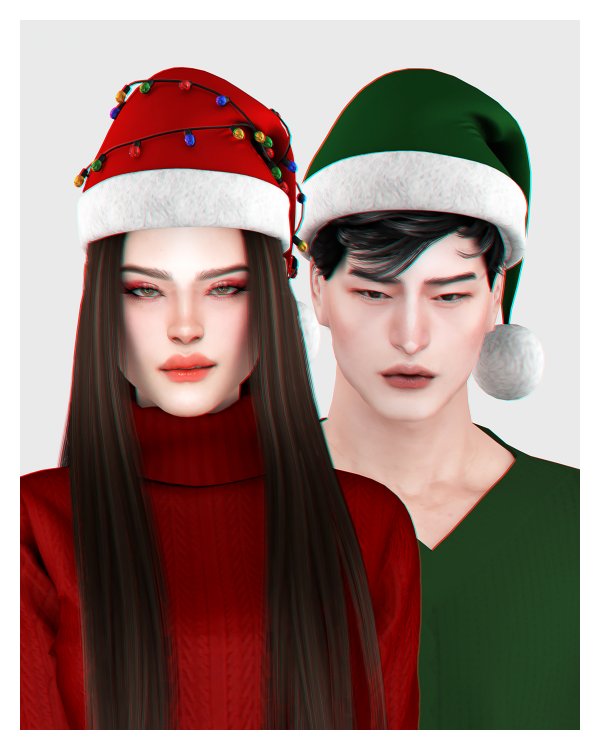 Alpha Santa Hat Christmas Lights by BackTrack - The Sims 4 Custom Content