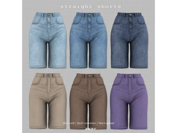Alpha straight shorts by euno sims - The Sims 4 Custom Content