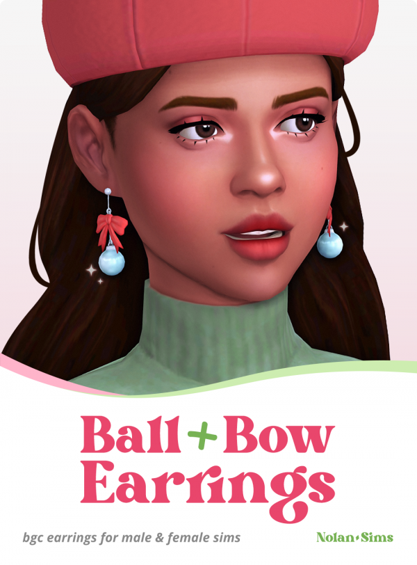 Maxis Match Ball Bow Earrings Sims by simsfinds - The Sims 4 Custom Content
