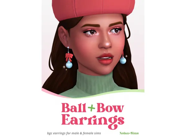 Maxis Match Ball Bow Earrings Sims by Nolan - The Sims 4 Custom Content