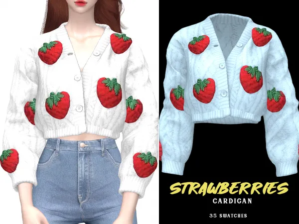 Maxis Match Strawberries Cardigan - The Sims 4 Custom Content