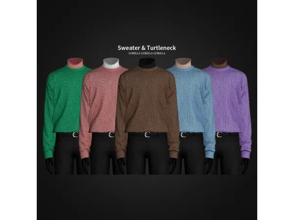 Alpha Sweater Turtleneck by Gorilla Gorilla Gorilla - The Sims 4 Custom Content