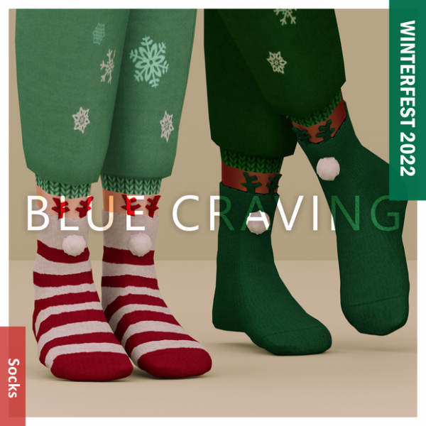 Alpha Blue Craving Winterfest 2022 socks by bluecraving - The Sims 4 Custom Content