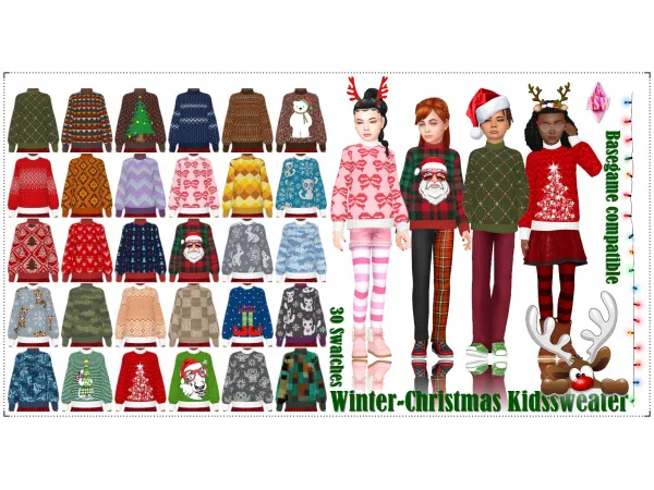 Maxis Match Winter Christmas Kidssweater by simsfinds - The Sims 4 Custom Content