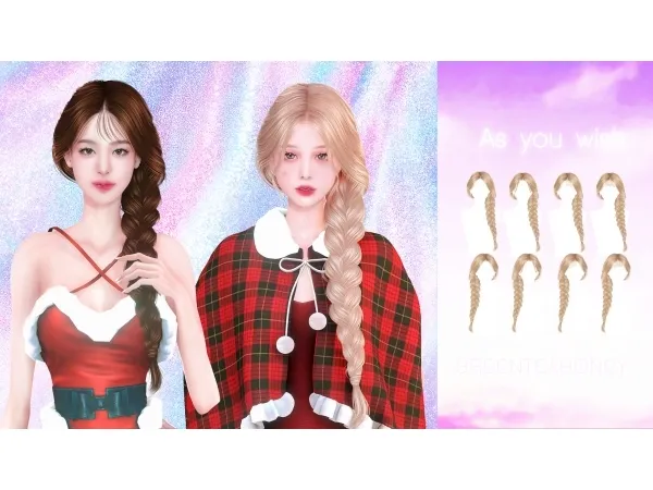 Alpha as you wish hairstyle by greenteahoney - The Sims 4 Custom Content