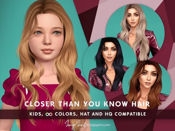 Alpha Closer Than You Know Hair for Kids by sonyasims - The Sims 4 Custom Content