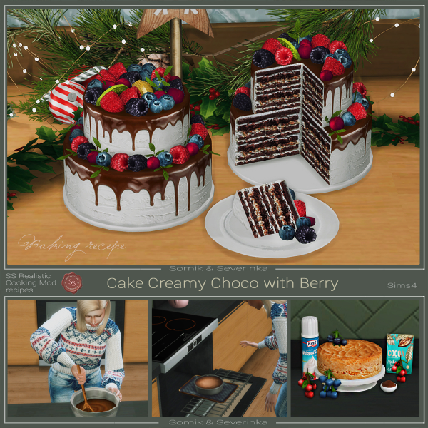 Mix Creamy Chocolate Cake with Berries by simsfinds - The Sims 4 Custom Content