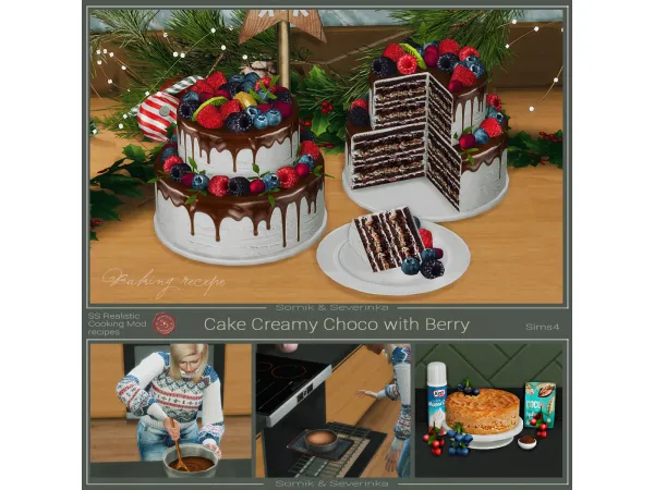 Mix Creamy Chocolate Cake with Berries by Somik and Severinka - The Sims 4 Custom Content