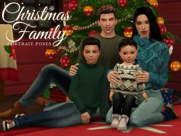 Alpha Christmas Family Portrait Poses - The Sims 4 Custom Content