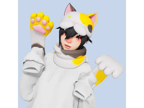 Mix Neko Scarf Hat by Saruin - The Sims 4 Custom Content