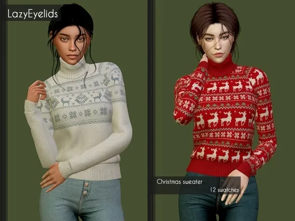 Mix Christmas sweater by lazyeyelids - The Sims 4 Custom Content