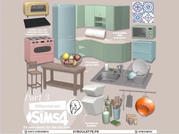 MILLENNIAL PART 3 KITCHEN CC SIMS 4 by syboulette
