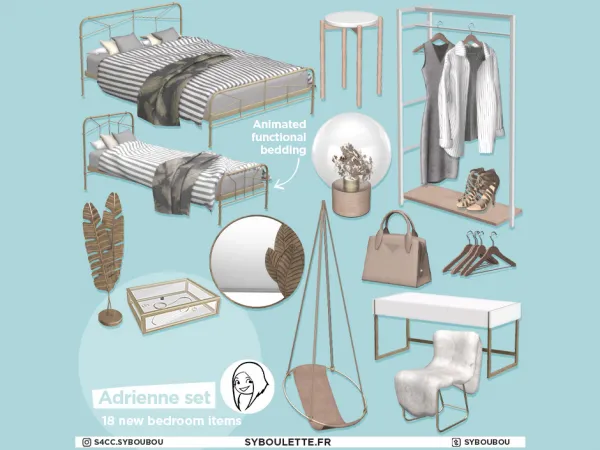 Alpha Adrienne bedroom set by syboulette - The Sims 4 Custom Content