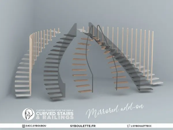 Alpha CURVED STAIRS SIMS 4 by syboulette - The Sims 4 Custom Content