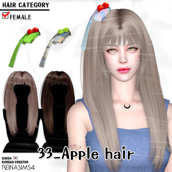 Alpha Reina_TS4_33_Apple hair ACC by simsfinds - The Sims 4 Custom Content