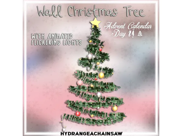 Alpha Day 24 Wall Christmas Tree (With animated flickering lights) by Hydrangea - The Sims 4 Custom Content