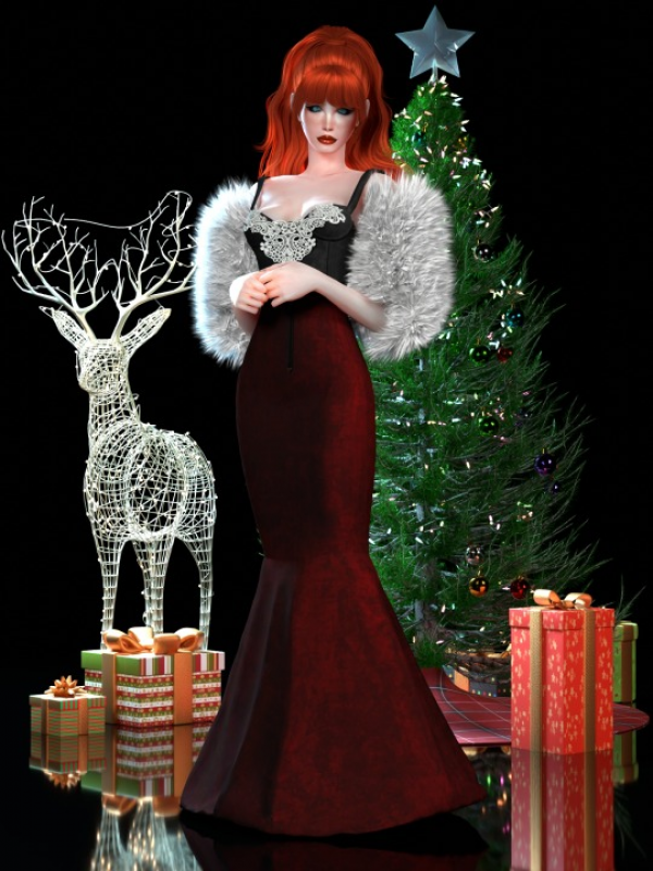 Alpha Fur scarf Bandage dress by simsfinds - The Sims 4 Custom Content