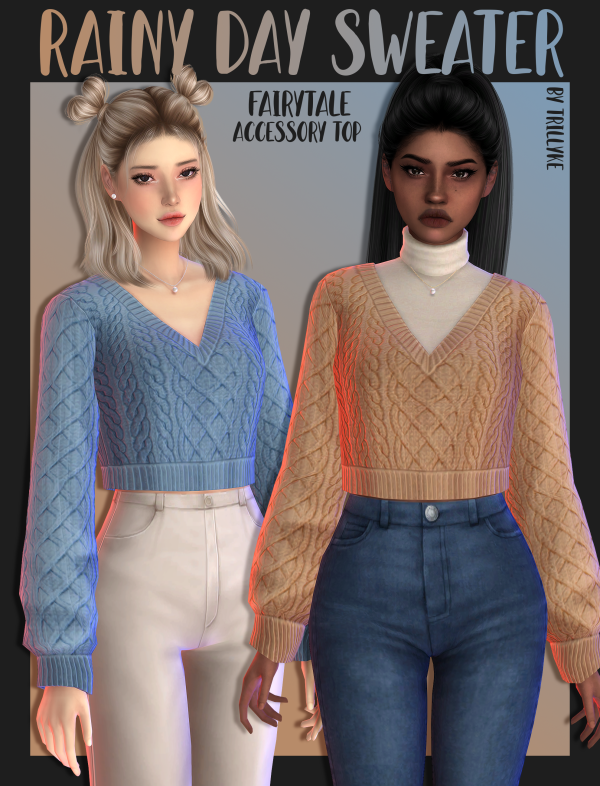 Maxis Match Rainy Day Sweater Fairytale Accessory Tops by simsfinds - The Sims 4 Custom Content