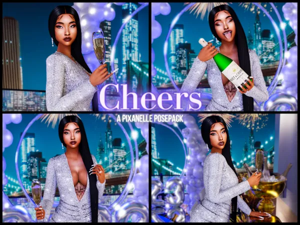 Mix Pixanelle Cheers Posepack - The Sims 4 Custom Content