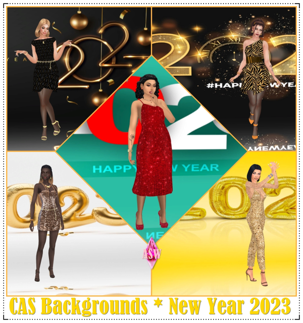 Maxis Match CAS Backgrounds New Year 2023 by simsfinds - The Sims 4 Custom Content