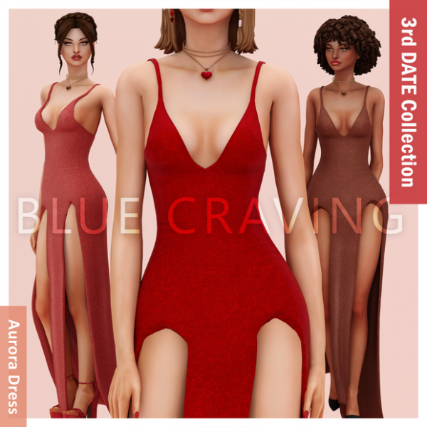 Alpha Blue Craving Aurora Dress by bluecraving - The Sims 4 Custom Content