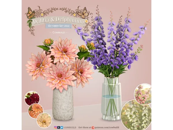 Dahlia & Delphinium by cowbuild