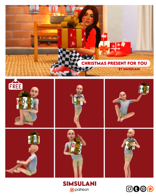 Mix 320 Pose Pack CHRISTMAS PRESENT FOR YOU by simsfinds - The Sims 4 Custom Content