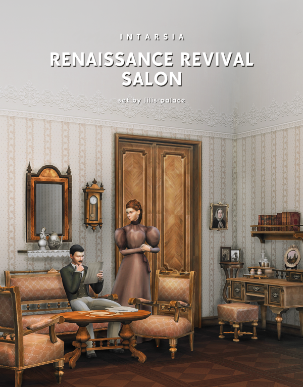 Mix INTARSIA Renaissance Revival Salon by simsfinds - The Sims 4 Custom Content