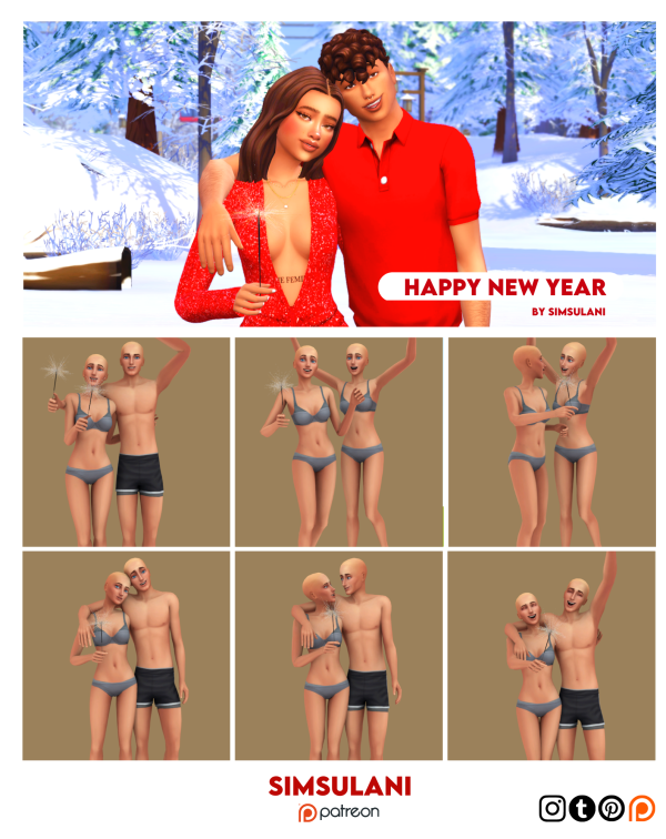 Mix 322 Pose Pack Happy New year by simsfinds - The Sims 4 Custom Content