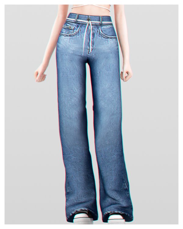 Alpha Long Baggy Jeans Pants by BackTrack - The Sims 4 Custom Content
