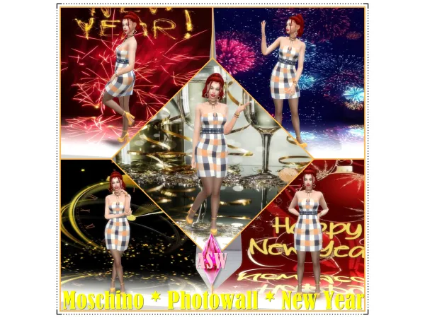 Maxis Match Moschino Photowall New Year by Annett's Sims 4 Welt ASW - The Sims 4 Custom Content