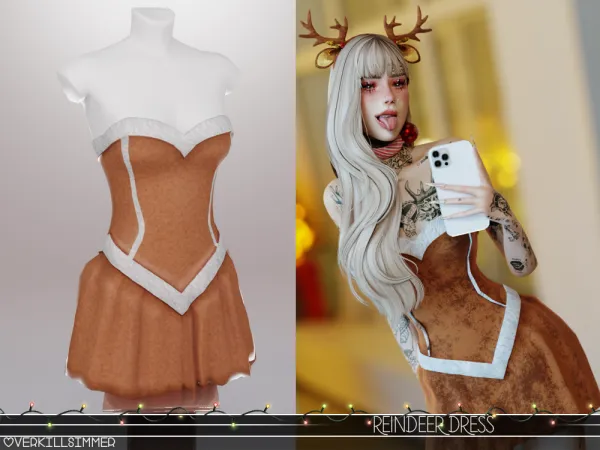 Alpha Reindeer dress - The Sims 4 Custom Content